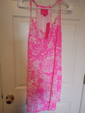 Lilly Pulitzer Skinny Dippin Hot Pink Sorbet Slip Dress NWT MSRP $198